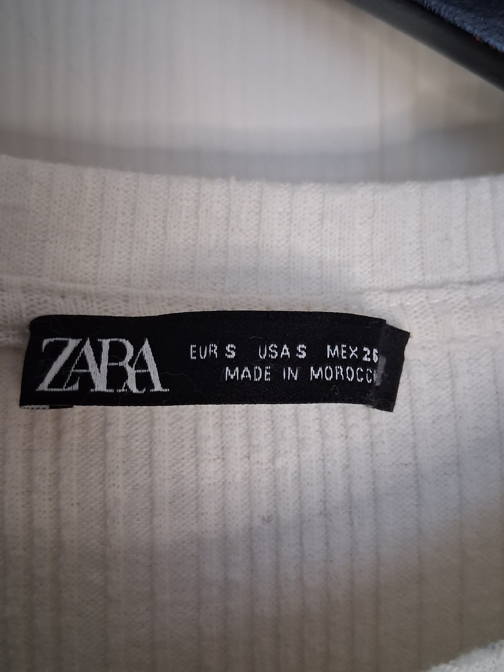 Zara Cream Ruffle Shoulder Rib Knit Long Sleeve Top Small - Picture 3 of 7